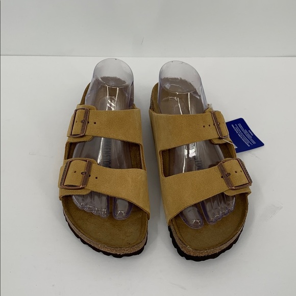 Birkenstock Arizona sandal slide taupe Latte suede strap soft footbed new 41 10 - Picture 4 of 8